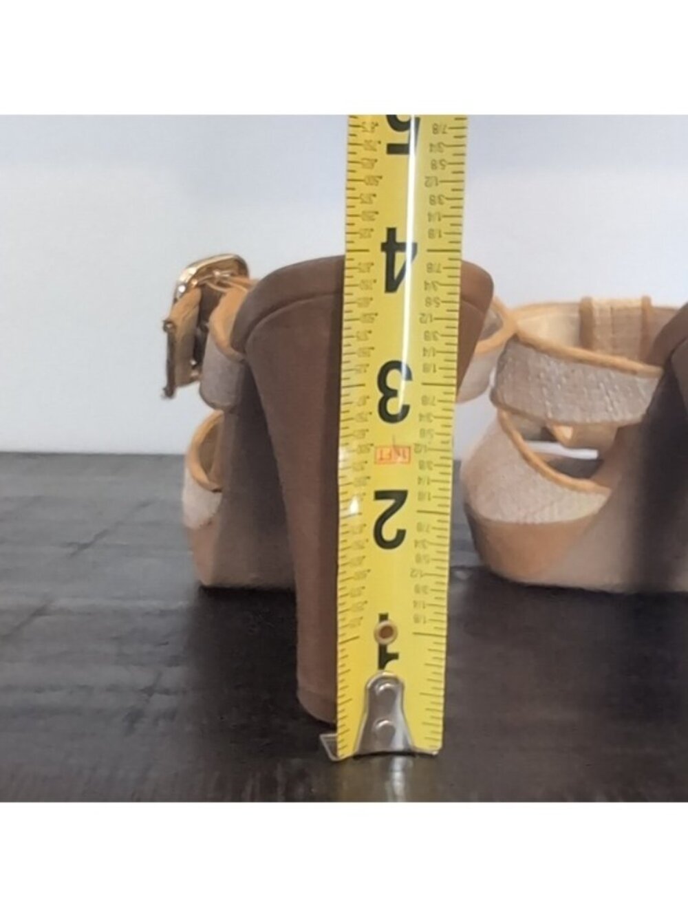 Naturalizer Kole Sandals Tan Woven Buckle Peep Toe Heels N5 Comfort Womens 7 - Picture 11 of 15